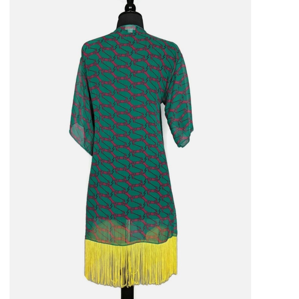 “Monroe” Duck Print Boho Fringe Edge Kimono Cardi NWOT (S) - Picture 13 of 14